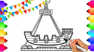 Amusement park ride vector clipart and illustrations (8,147). How To Draw Amusement Park Rides Pirate Ship Carnival Ride Coloring Page Glitter Art Youtube