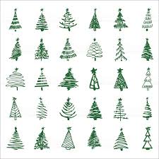 Set Hand Drawn Sketch Christmas And New Year Tree Vector Illustration Christmas Tree Drawing Christmas Sketch Christmas Tree Sketch