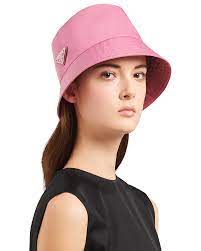 Begonia Pink Nylon Bucket Hat Prada