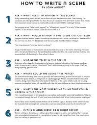 They tackle lighting, finance, crew, cast, and they've even updated this version to take into consideration the shift from film to the. Infographic John August S 11 Step Guide To Writing A Scene