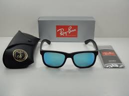 Ray Ban Justin Color Mix Rubber Black L Blue Mirror Rb4165 622 55 55mm Blue Mirrors Ray Bans Color Mixing