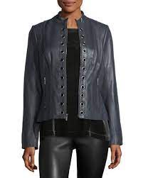Tvs8p Neiman Marcus Leather Collection Grommet Trim Leather Moto Jacket Leather Moto Jacket Leather Jackets Women Jackets