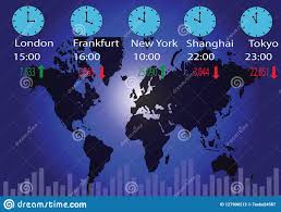 Global Stock Markets And Time Zones Stock Vector