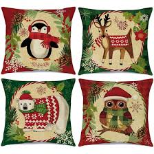 Buy christmas square pillow cases and get the best deals at the lowest prices on ebay! Christmas Pillow Covers Holiday Decor 18x18 Inch Set Of 4 Winter Animals Decorative Throw Pillow Cases