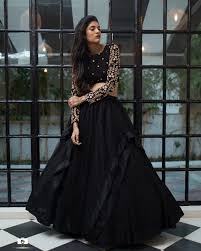Black And Gold Lehenga Skirt Latest Bride Sister Lehengas Black Lehenga With Full Sleeves Blouse With Gold Detailing Geethika Kanumilli Lehenga Gown Party Wear Black Lehenga Bride Sister