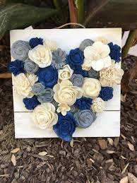 Omg Blue Bright Blue Gray And Ivory Sola Wood Flower Heart Decor Sola Wood Flowers Diy Flower Crafts Wood Flowers