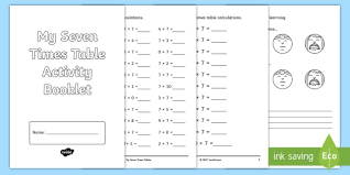 Plot the preliminary data in table 7e.1 on the chart. Seven Times Table Booklet Primary Resources Teacher Made