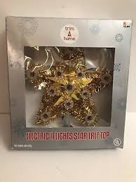 Vintage Kmart 11 Lights Star Tree Top Gold Tinsel In 2020 Tree Tops Tinsel Vintage Tree