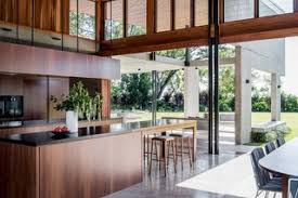 kitchen with dark wood cabinets design