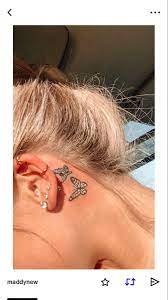Butterfly Ear Tattoo In 2020 Anklet Tattoos Tattoos Behind Ear Tattoos