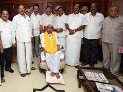 Stalin at the party headquarters. M Karunanidhi Visits Dmk Party Office After Nearly A Year