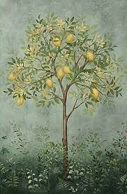 Theme Lemon Tree Cottage Mural Soyut Sanat Tablolari Soyut