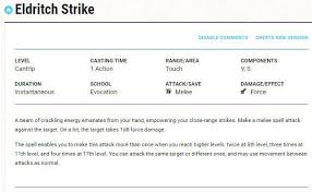 Or you are shooting a weapon at the stove or making an attack roll as part of a charm. Melee Version Of Eldritch Blast Thoughts Unearthedarcana