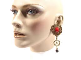 Buy Long Ear Clips Vintage Baroque Style Blue Gold NONY New York Original  Made in USA Approx. 1980 Eighties Online in India