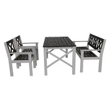Das gutes design für sich verjüngende gärten verwendet die starke neigung, um die augen zu täuschen. Gartenset Tapa Grau Weiss Kiefernholz 2 Stuhle Bank Tisch Gartenmobelset Set Marabella S Shop