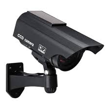 Dummy Solar Security Camera Bullet Fake Surveillance System With Realistic Red Flashing Lights And Warning Sticker Indoor Outdoor 1 Black