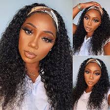 Amazon.com : muaowig #27 Curly Wave Headband Wig Honey Blonde Brazilian  Remy Human Hair Wigs For Women Grade 8A Hair Wig Real Unprossed Virgin Hair  No Lace Headband Wig 24 inch :