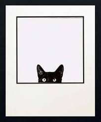 Curiosity By Artist Jon Bertelli Is A Very Cute Black And White Art Print Featuring A Black Cat Just Peeking Out The Bottom Of A Window Or Opening Cute As A Bu