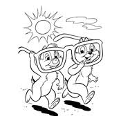 Het is lang niet altijd mooi weer in de zomer. Kleurplaat Knabbel En Babbel Disney 635