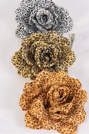 Birthday, love and romance, sympathy, get well, congratulations Flower Jumbo Rose Leopard Print Alligator Clip Dz Size 6 Wide Alligator Clip Brooch 4 Of Each Color Asst Display Card Upc Code W Clear Box Www Wholesaleimport Com