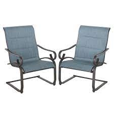 Maybe you would like to learn more about one of these? Hampton Bay Crestridge Steel Sling Padded C Spring Outdoor Patio Lounge Chair In Conley Denim 2 Pack Fcs60619r 2pk B The Home Depot
