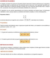 Division De Polinomios En Algebra La Division De Polinomios Tambiendivision Polinomialo Division Polinomica Es Un Algoritmo Que Pe Algebra Grammar The Unit