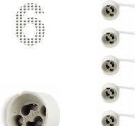 GU10 Base Socket 6 Pack Ceramic Socket Lamp Connector with ...