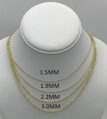 14k Yellow Gold Forsantina Oval Cable Link Chain Necklace Etsy Chain Link Necklace Chain Necklace Real Gold Chains
