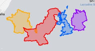 France, officially the french republic, is a country, primarily located in western europe, consisting of metropolitan france and several overseas regions and territories. France Uk Germany And Pakistan Size Comparison 900x400 Mapporn