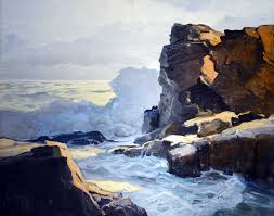 Frederick Judd Waugh Rocky Coastline Mccarty Gallery Oil On Panel 22 X 28 Ocean Painting Surf Painting Abstract Beach Painting