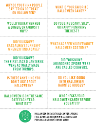 48 dinner conversation starter cards these 48 free printable dinner conversation starter cards are perfect for family meals or dinner parties! Halloween Themed Conversation Starters Inspiration Made Simple