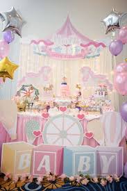 This Carousel Dinner Party Is Absolutely Amazing Love The Decorations See More Party Ide Carousel Birthday Parties Carousel Birthday Baby Girl Shower Themes