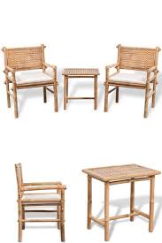 Outdoor Bamboo Bistro Set Patio Hotel Pool Deck Table Chairs Cushions Furniture Deck Table Chair Garden Table And Chairs