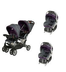 Purple Double Sit N Stand Twin Stroller Travel System With 2 Infant Car Seats Elixer Baby Strollers Travel System Travel System Stroller Baby Trend Double Stroller