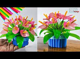 Cara membuat vas bunga dari sedotan yang simpel | diy flower vase with straw kuy. Cara Membuat Bunga Sedotan Plastik Lily Mini Diy Straw Flowesr 2019 Youtube Kerajinan Bunga Templat Bunga Ide Kerajinan