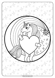 Forget about printable coloring pages: Printable Unicorn Holding A Heart Coloring Page