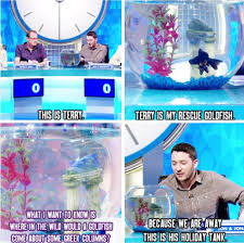 8 Out Of 10 Cats Does Countdown Jon Richardson Wife Jon Richardson And His Fish Terry On 8 Out Of 10 Cats Does Countdown Funny Laugh Laughing So Hard Funny Dude