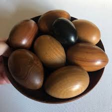 A Gorgeous Collection Of 8 Wooden Eggs In A Hand Turned Wooden Etsy Wooden Eggs Wooden Bowls Wooden