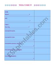 English Worksheets Ice Breaker Interview Chart