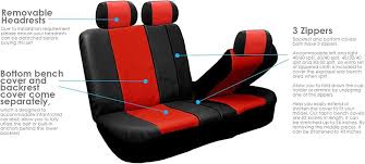 FH Group FH-PU003115 Racing PU Leather Car Full Set Seat Covers, Airbag  Ready and Split, Tangerine/Black Color