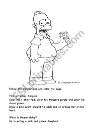 Simpsons coloring pages simple drawings homer simpson donut 167 is shared in category llama coloring pages at 2018 12 12 220909. Coloring Homer Simpson S Clothes Esl Worksheet By Albacornelia