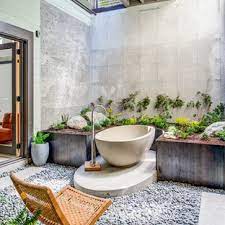 Tropical bathroom with bath below floor level. 75 Beautiful Tropical Bathroom Pictures Ideas July 2021 Houzz
