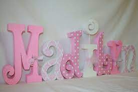 Girl Decor Pink And White White Polka Dots 7 Letter Set Etsy Nursery Letters Wooden Letters Kid Room Decor