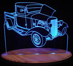 a lighted acrylic sign of a 1932 ford pickup truck welcome to the home of the original valleydesignsnd acrylic designs you wi fikirler ahsap yakma akrilikler