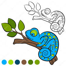 Cameleon coloring pages from cute chameleon coloring page. Coloring Page Color Me Chameleon Little Cute Chameleon Sleeps On The Tree Branch Premium Vector In Adobe Illustrator Ai Ai Format Encapsulated Postscript Eps Eps Format