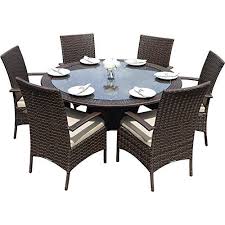 Kingston 6 Seat Brown Circular Outdoor All Weather Rattan Garden Dining Set Terrace Furniture Rattan Furniture Set Patio Furniture Pillows