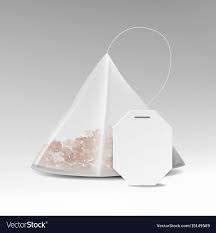 Pyramid Tea Bag Mock Up With Empty White Label Vector Image