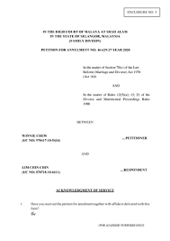 The new zealand parliament has exclusive jurisdiction to regulate the law of marriage and divorce. Enclosure 5 Form 6 Acknowledgement In The High Court Of Malaya At Shah Alam In The State Of Selangor Malaysia Family Divison Petition For Annulment No 46 629 Studocu