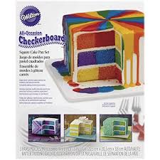 Wilton 21055745ensemble De Moules A Gateau Aluminium Argente 20x 20x 4cm 4pieces Gateau Damier Moule A Gateau Gateaux Carres