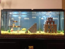 Retro Fish Tank For The Office Fish Are Called Mario And Luigi Obviously Akvaryumlar Akvaryum Fikirler